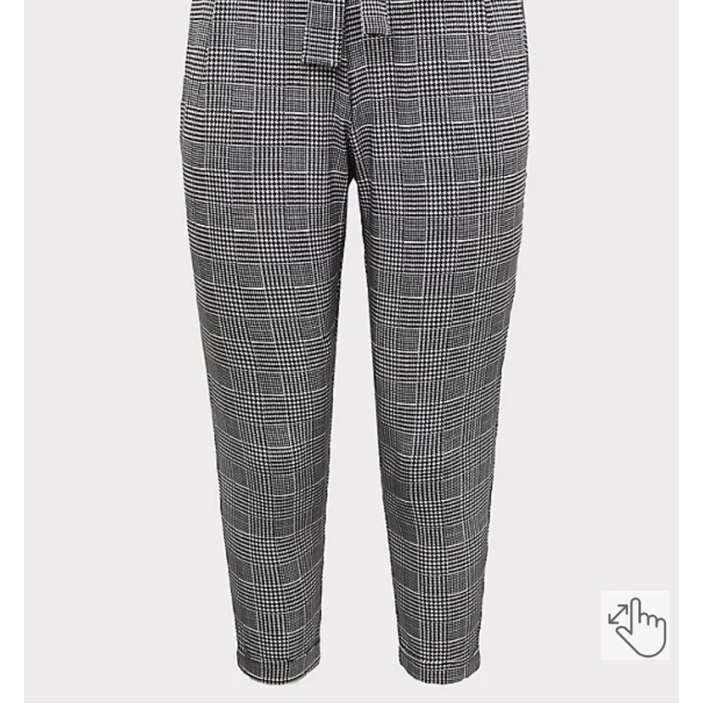 TORRID BLACK PLAID HOUNDSTOOTH SELF TIE TAPERED PANT - Picture 4 of 7